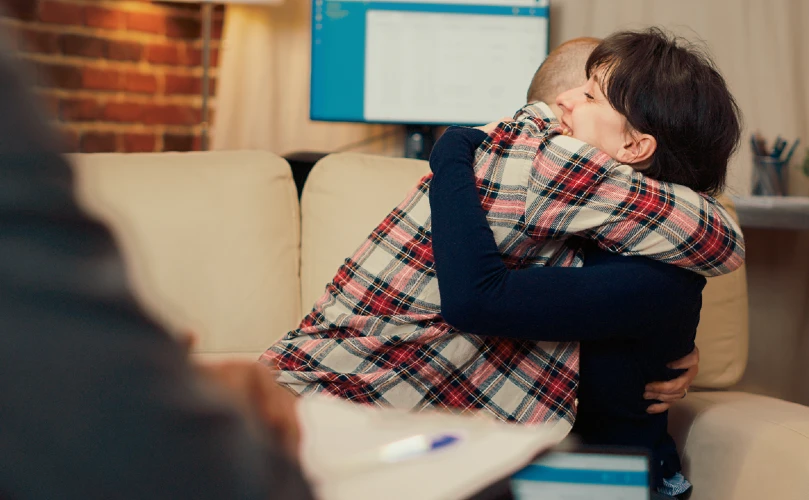 A therapist conducting a session in their rented therapy room in dublin
